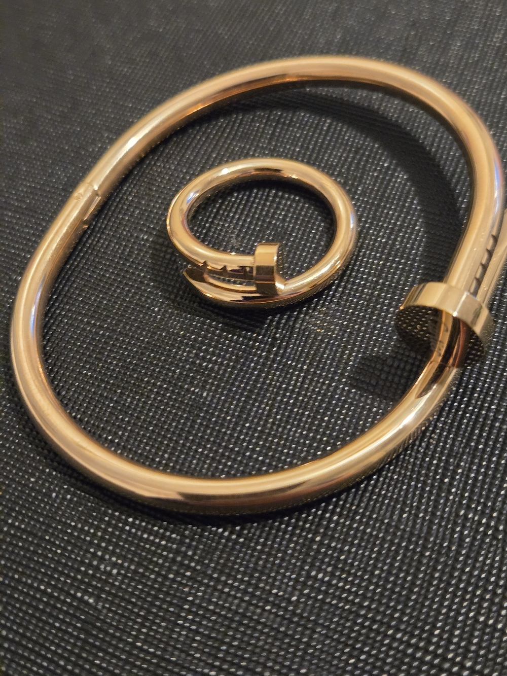 Rose Gold Tone, Nail  Bangle and Ring Set - Women Jewelry